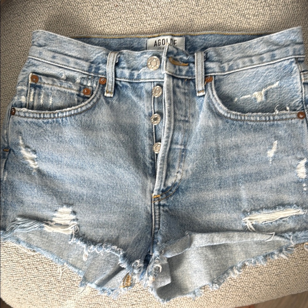 AGOLDE Women's Light Blue Denim Shorts